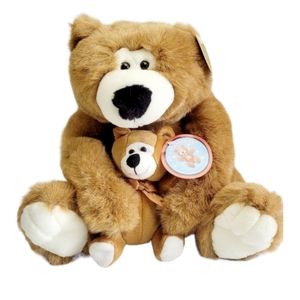 Vintage Chosun 1997 Brown Mama Bear Hugging Her Cub  12"